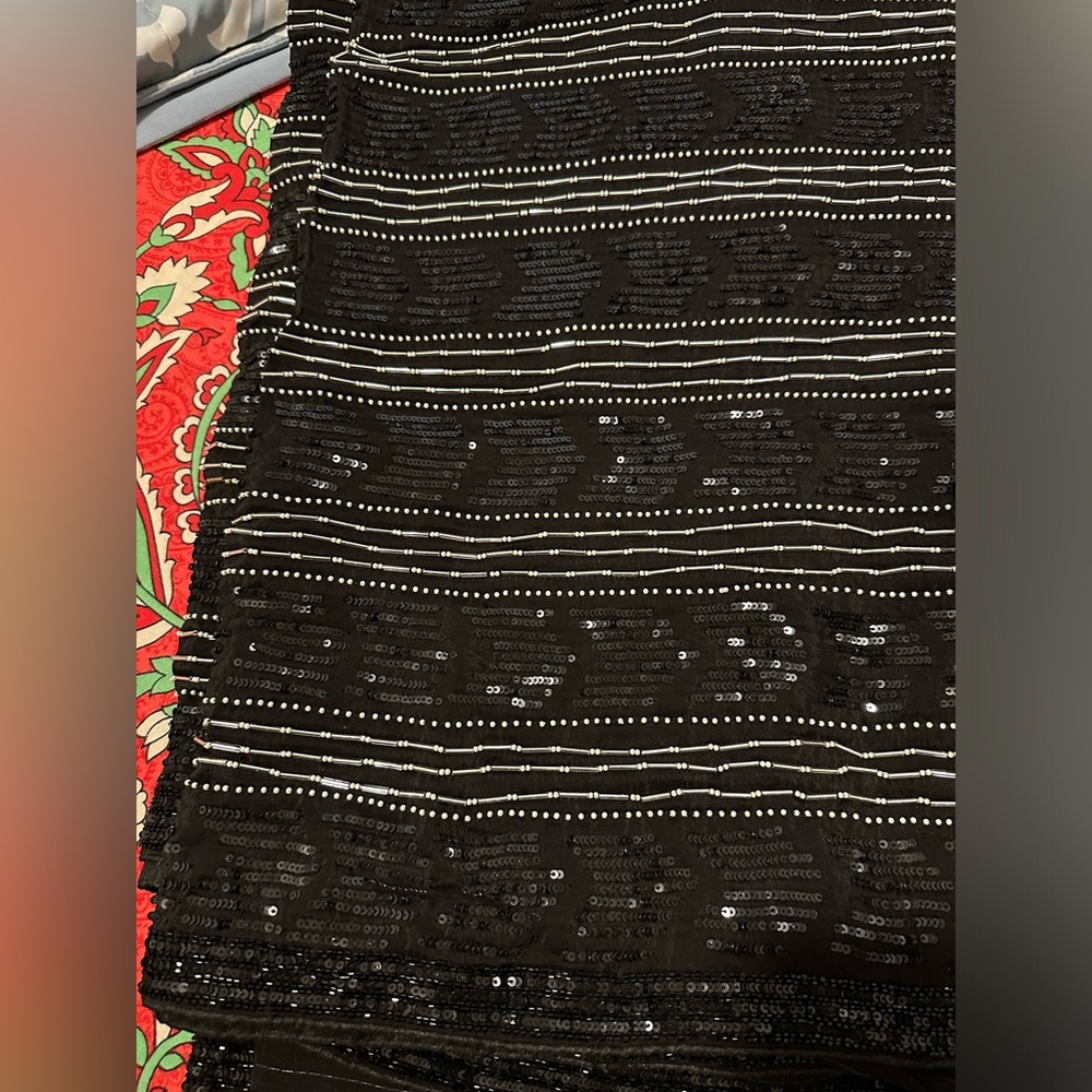 Beautiful black colour saree with blouse